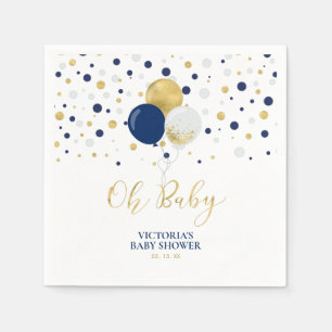 Gold & Navy Blue Oh Baby Dusche Napkins Serviette