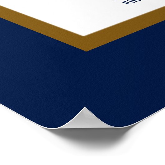 Gold Navy Blue Palm Tropical Wedding Chart Poster (Ecke)