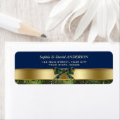 Gold Navy Blue Peacock Feathers Wedding Address (Insitu)
