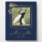 Gold Navy Blue Personalisiert Wedding Keepake Foto Fotoplatte (Vorderseite)