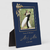 Gold Navy Blue Personalisiert Wedding Keepake Foto Fotoplatte (Seite)