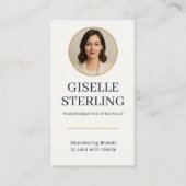 Gold & Navy Blue Photo QR Code Visitenkarte (Vorderseite)