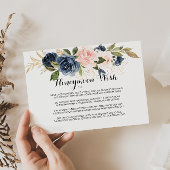Gold Navy Blue Pink Floral Honeymoon Wish Begleitkarte