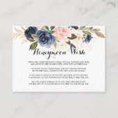 Gold Navy Blue Pink Floral Honeymoon Wish Begleitkarte (Vorderseite)