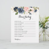 Gold Navy Blue Pink Floral Wünsche für Baby (Stehend Vorderseite)