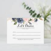 Gold Navy Blue Pink Wedding Song Request Card RSVP Karte (Stehend Vorderseite)