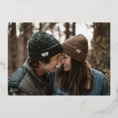 Gold Navy Blue Simple Elegant Foto Save the Date Folieneinladung (Rückseite)