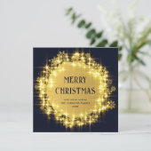 Gold Navy Blue Sparkights Weihnachten (Stehend Vorderseite)