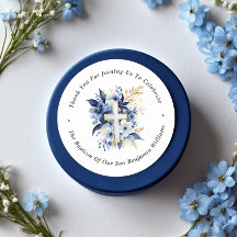 Gold & Navy Blue Watercolor Taufe Vielen Dank