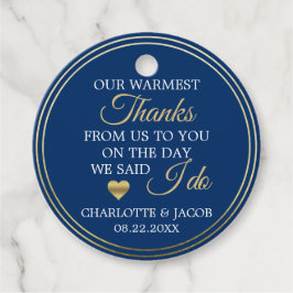 GOLD Navy Blue Wedding Herz herzlich Vielen Dank Geschenkanhänger