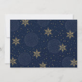 Gold & Navy Blue Winter Probe Dinner Party Einladung (Rückseite)