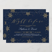 Gold & Navy Blue Winter Probe Dinner Party Einladung (Vorne/Hinten)