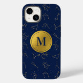Gold & Navy Blue Zodiac Constellations Monogram Case-Mate iPhone Hülle (Rückseite)
