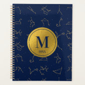 Gold & Navy Blue Zodiac Constellations Monogram Planer (Vorderseite)