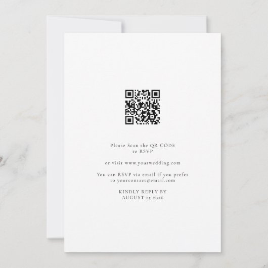 Gold Navy Blush All in 1 Budget QR Code Hochzeit Einladung (Rückseite)