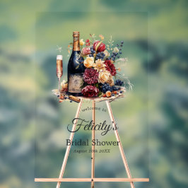 Gold, Navy & Burgund Wein Degustation Brautparty Acrylschild