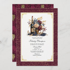 Gold, Navy & Burgund Wein Degustation Brautparty Einladung