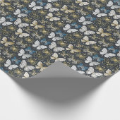 Gold Navy Butterfly Geschenkpapier (Ecke)