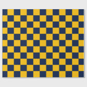 Gold Navy Checkerboard Geschenkpapier (Flach)
