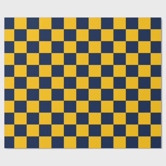 Gold Navy Checkerboard Geschenkpapier (Flach)