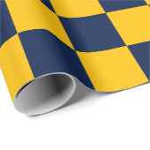 Gold Navy Checkerboard Geschenkpapier (Rolleneckpunkt)