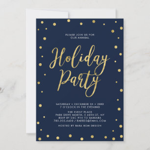 Gold & Navy Chic Konfetti Firmen-Weihnachtsfeier Einladung