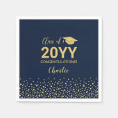 Gold, Navy Confetti Class Party Serviette (Vorderseite)