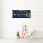 Gold & Navy Confetti Gratulation Abschluss Banner (Insitu)