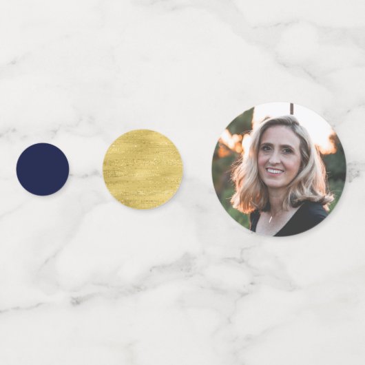 Gold & Navy Confetti Modernes Party Dekor Konfetti (Rückseiten)