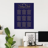 Gold & Navy Einfache 9 Table Seating Chart Poster (Heimbüro)