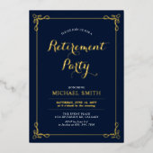 Gold & Navy | Elegant Classy Retirement Party Folieneinladung (Vorderseite)
