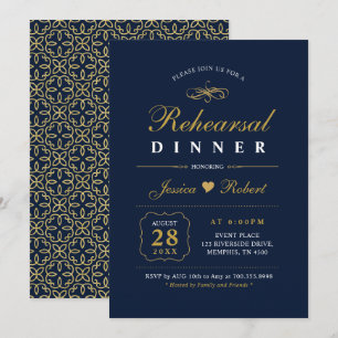 Gold & Navy Elegante Einladung zum Probedinner