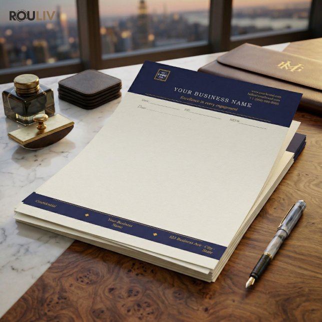 Gold Navy Executive Letterhead | Luxury Business  Briefbogen (Gold Navy Executive Letterhead | Luxury Business Stationery)