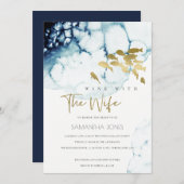 GOLD NAVY FISH WEIN MIT EHEFRAU BRAUTPARTY EINLADE DANKESKARTE (Vorne/Hinten)