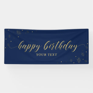 Gold & Navy   Glitzernde Happy Birthday Party Deko Banner