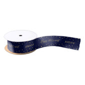 Gold & Navy Hexagon Confetti Happy Ruhestand Name Satinband (Spule)