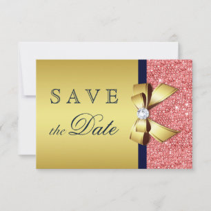 Gold Navy Koralle Pailletten Diamanten Schleife Sa Save The Date