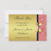 Gold Navy Korallen Sequins Diamonds Bow Vielen Dan Dankeskarte (Rückseite)