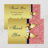 Gold Navy Korallen Sequins Diamonds Bow Vielen Dan Dankeskarte (Vorne/Hinten)