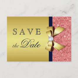 Gold Navy Korallensequenzen Diamonds Bow Save the  Date