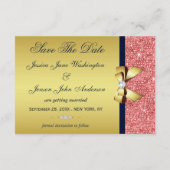 Gold Navy Korallensequenzen Diamonds Bow Save the  Date (Rückseite)
