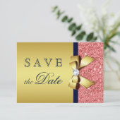 Gold Navy Korallensequenzen Diamonds Bow Save the  Save The Date (Stehend Vorderseite)