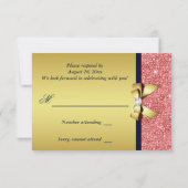 Gold Navy Korallensequenzen Diamonds Bow UAWG RSVP Karte (Rückseite)