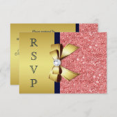 Gold Navy Korallensequenzen Diamonds Bow UAWG RSVP Karte (Vorne/Hinten)