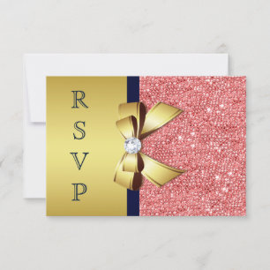 Gold Navy Korallensequenzen Diamonds Bow UAWG RSVP Karte