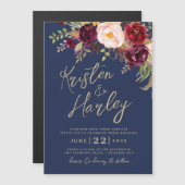 Gold Navy Marsala Wedding Einladung Lucy (Vorne/Hinten)