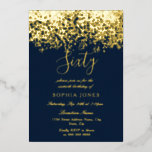 Gold & Navy Mens Frauen 60. Geburtstagsparty Gold Folieneinladung<br><div class="desc">Gold & Navy Mens Frauen 60. Geburtstagsparty Gold Foil Einladung Weitere Einladungen in unserem Nest- und Nestladen</div>