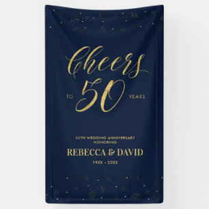 Gold & Navy Modern 50. Hochzeitstag Banner