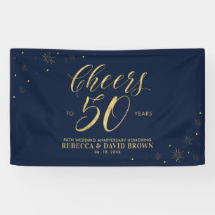 Gold & Navy Modern 50. Hochzeitstag Banner