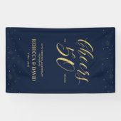Gold & Navy Moderne 50 Jahre Hochzeit Banner (Horizontal)